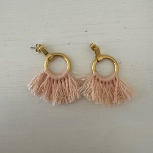 Gold Madewell earrings with pink tassel